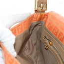 FENDI Zucchino Canvas Mamma Baguette Bag Enamel Orange Gold Auth am9758V-22