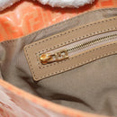 FENDI Zucchino Canvas Mamma Baguette Bag Enamel Orange Gold Auth am9758V-23