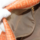 FENDI Zucchino Canvas Mamma Baguette Bag Enamel Orange Gold Auth am9758V-24