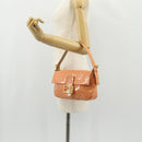 FENDI Zucchino Canvas Mamma Baguette Bag Enamel Orange Gold Auth am9758V-26