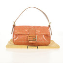 FENDI Zucchino Canvas Mamma Baguette Bag Enamel Orange Gold Auth am9758V-27