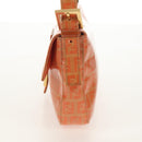 FENDI Zucchino Canvas Mamma Baguette Bag Enamel Orange Gold Auth am9758V-4