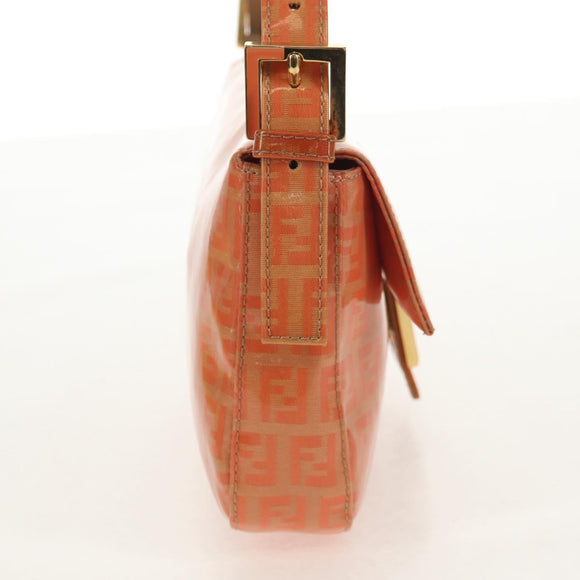 FENDI Zucchino Canvas Mamma Baguette Bag Enamel Orange Gold Auth am9758V