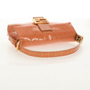 FENDI Zucchino Canvas Mamma Baguette Bag Enamel Orange Gold Auth am9758V-7