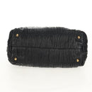 PRADA Tote Bag Leather 2way Black Gold Auth am9760V-12