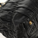 PRADA Tote Bag Leather 2way Black Gold Auth am9760V-15