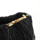 PRADA Tote Bag Leather 2way Black Gold Auth am9760V-17