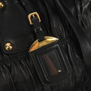 PRADA Tote Bag Leather 2way Black Gold Auth am9760V-18