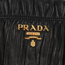 PRADA Tote Bag Leather 2way Black Gold Auth am9760V-19