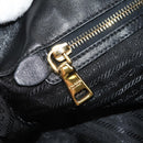 PRADA Tote Bag Leather 2way Black Gold Auth am9760V-24