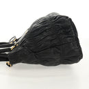 PRADA Tote Bag Leather 2way Black Gold Auth am9760V-4