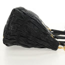 PRADA Tote Bag Leather 2way Black Gold Auth am9760V-5