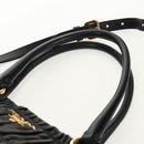 PRADA Tote Bag Leather 2way Black Gold Auth am9760V-8