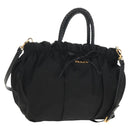 PRADA Hand Bag Nylon 2way Black Gold Auth am9761V-1