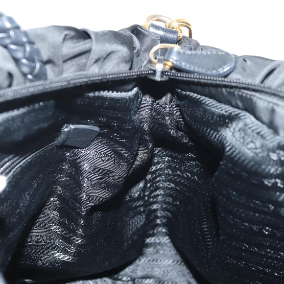 PRADA Hand Bag Nylon 2way Black Gold Auth am9761V