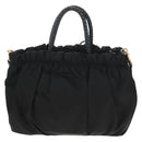 PRADA Hand Bag Nylon 2way Black Gold Auth am9761V-3