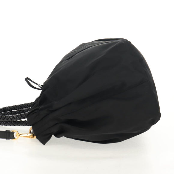 PRADA Hand Bag Nylon 2way Black Gold Auth am9761V