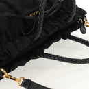 PRADA Hand Bag Nylon 2way Black Gold Auth am9761V-6