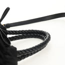 PRADA Hand Bag Nylon 2way Black Gold Auth am9761V-8