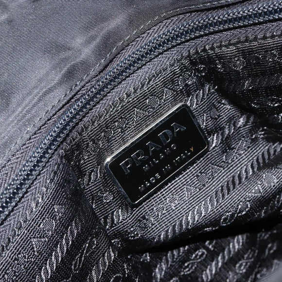 PRADA Tote Bag Nylon Black Silver Auth am9762