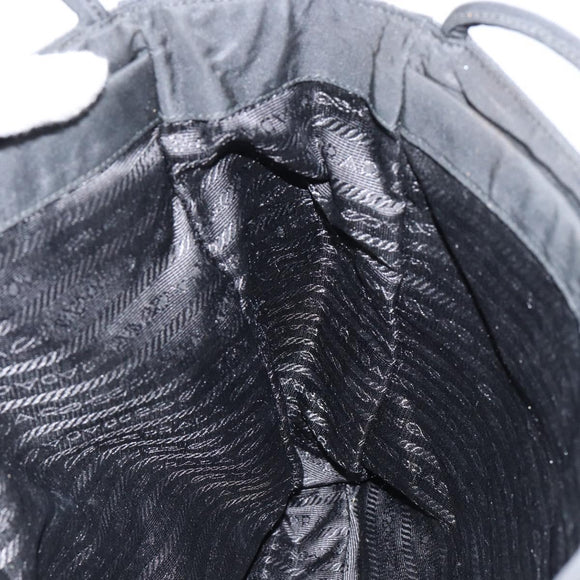 PRADA Tote Bag Nylon Black Silver Auth am9762