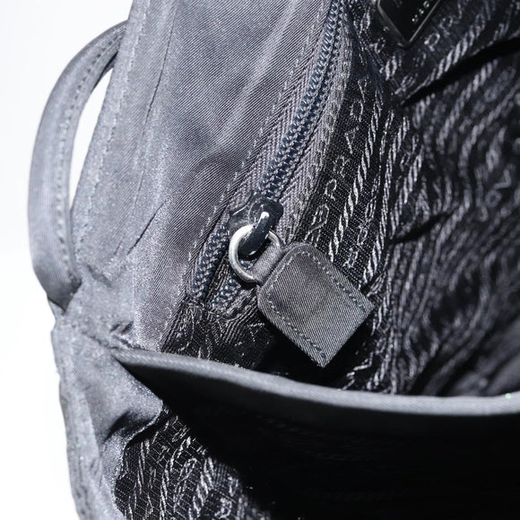 PRADA Tote Bag Nylon Black Silver Auth am9762