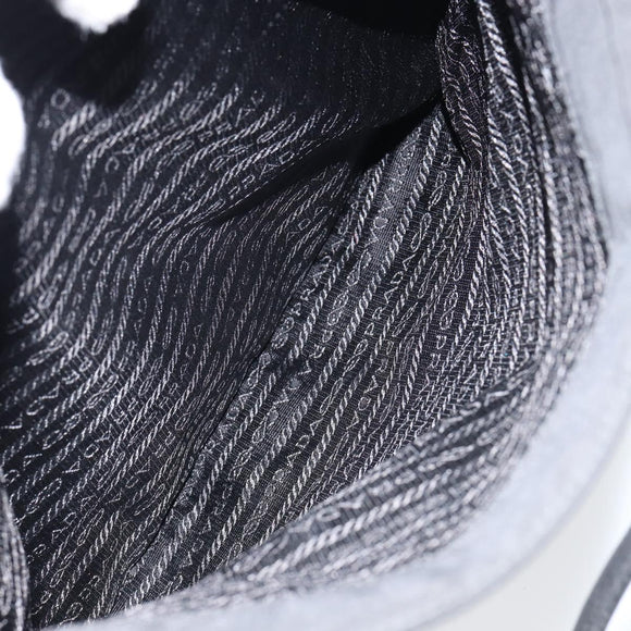 PRADA Tote Bag Nylon Black Silver Auth am9762