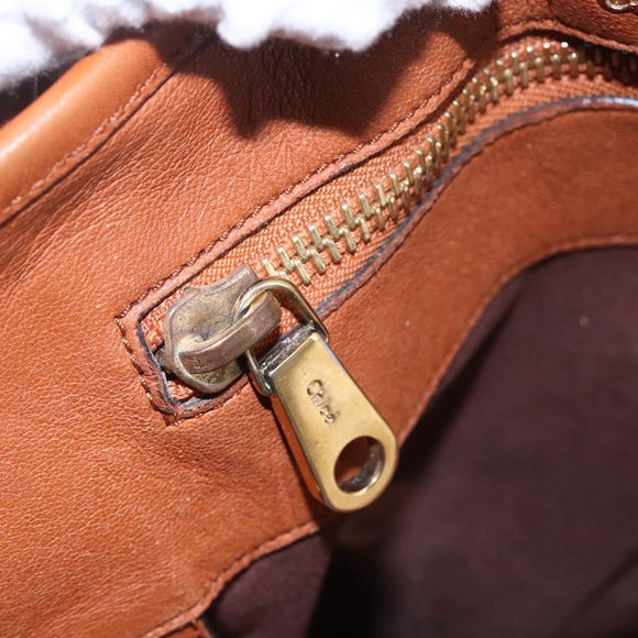 Chloe Tote Bag Leather Brown Gold Auth am9764