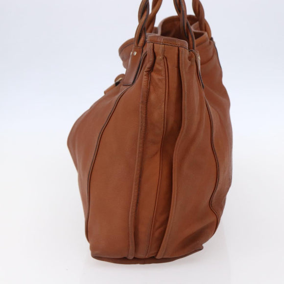 Chloe Tote Bag Leather Brown Gold Auth am9764