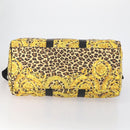 Gianni Versace Boston Bag Canvas PVC 2way Yellow Gold Auth am9766-11