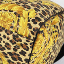 Gianni Versace Boston Bag Canvas PVC 2way Yellow Gold Auth am9766-12