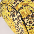 Gianni Versace Boston Bag Canvas PVC 2way Yellow Gold Auth am9766-13