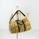 Gianni Versace Boston Bag Canvas PVC 2way Yellow Gold Auth am9766-24