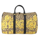 Gianni Versace Boston Bag Canvas PVC 2way Yellow Gold Auth am9766-3