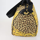 Gianni Versace Boston Bag Canvas PVC 2way Yellow Gold Auth am9766-4