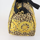 Gianni Versace Boston Bag Canvas PVC 2way Yellow Gold Auth am9766-5