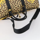 Gianni Versace Boston Bag Canvas PVC 2way Yellow Gold Auth am9766-7