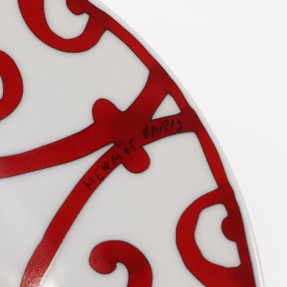 HERMES Bread Plate No.4 Gadalquivir Pottery Red Auth am9771