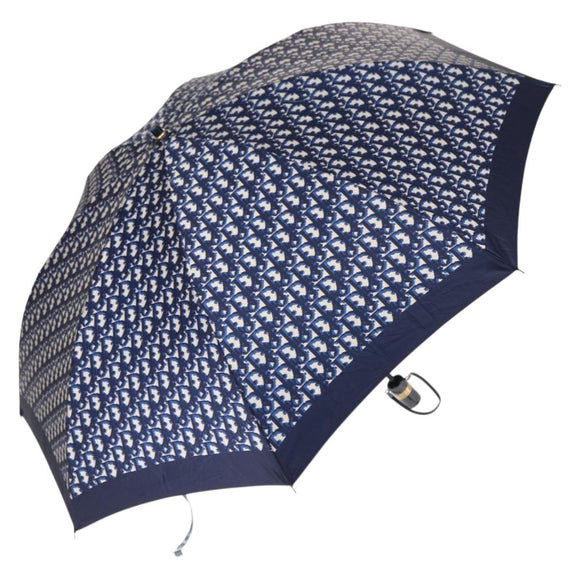 Christian Dior Trotter Canvas Folding Umbrella Navy Auth am9772
