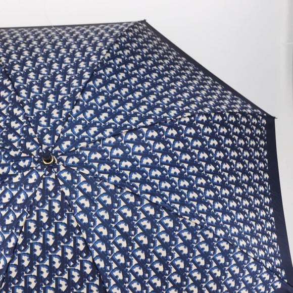 Christian Dior Trotter Canvas Folding Umbrella Navy Auth am9772
