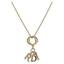 Christian Dior Printed Initials Necklace metal Gold Tone Auth am9776-1