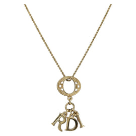 Christian Dior Printed Initials Necklace metal Gold Tone Auth am9776