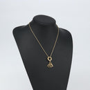 Christian Dior Printed Initials Necklace metal Gold Tone Auth am9776-13