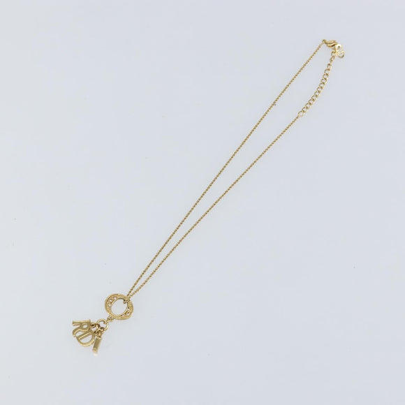 Christian Dior Printed Initials Necklace metal Gold Tone Auth am9776