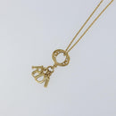 Christian Dior Printed Initials Necklace metal Gold Tone Auth am9776-3