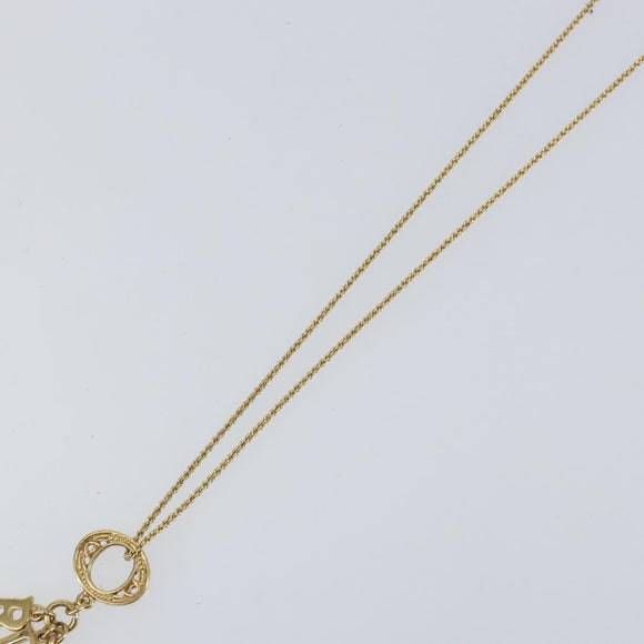 Christian Dior Printed Initials Necklace metal Gold Tone Auth am9776