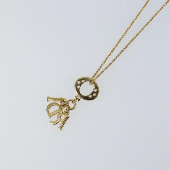Christian Dior Printed Initials Necklace metal Gold Tone Auth am9776