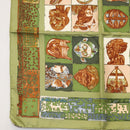 HERMES Petit Carré Scarf Silk ""PERSONA"" Green Auth am9777-4