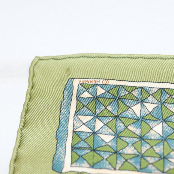 HERMES Petit Carré Scarf Silk ""PERSONA"" Green Auth am9777