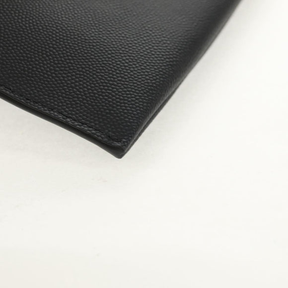 SAINT LAURENT Cassandra Pouch Leather Black Auth am9781A